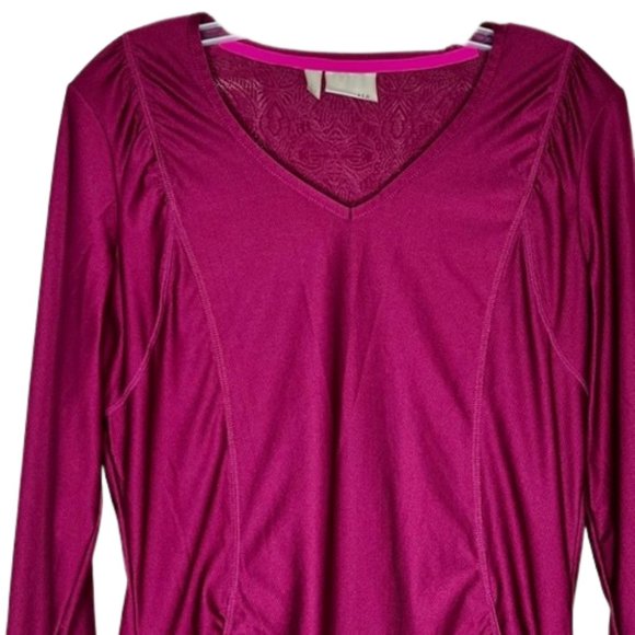 Athleta Wick It Good Lace Back Reflective LS Tee - Raspberry - L - Picture 3 of 11